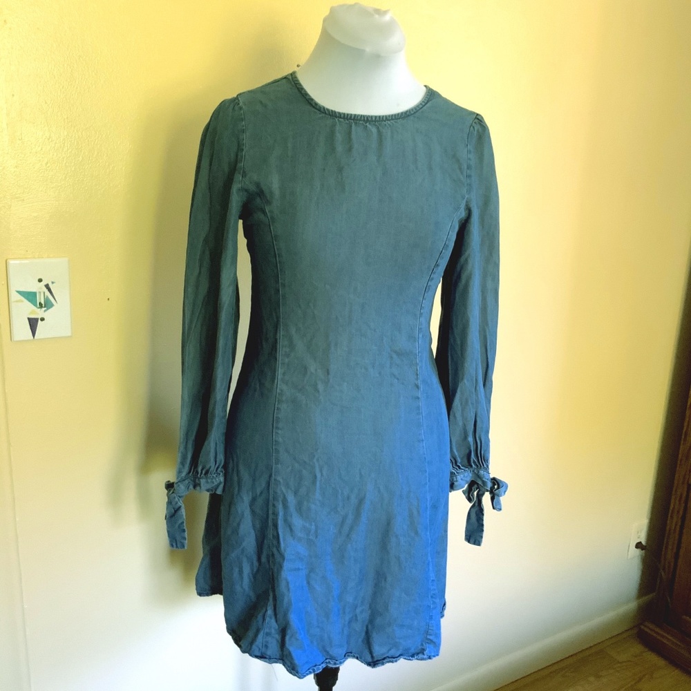 Blue Denim Velvet Heart Shift Dress